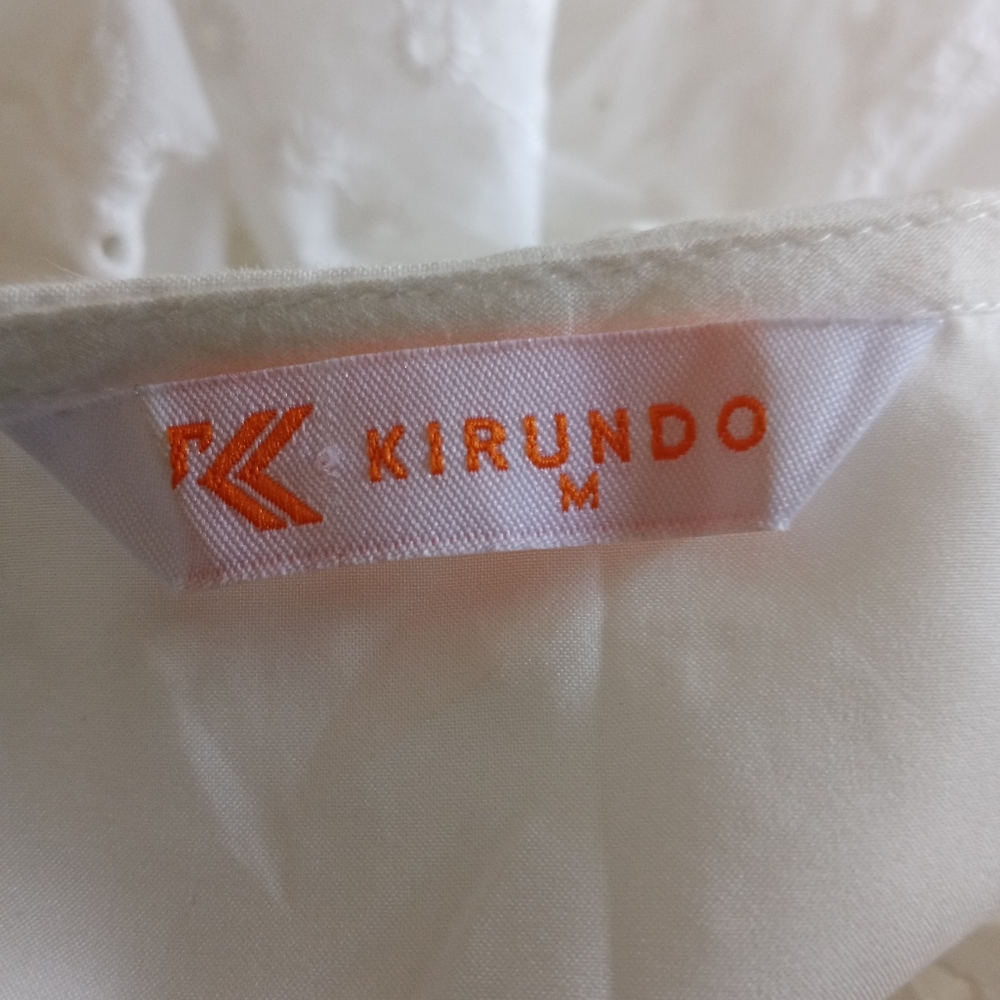 Kirundo White Eyelet Tie-Front Peplum Blouse Sz.M EUC - Picture 7 of 7